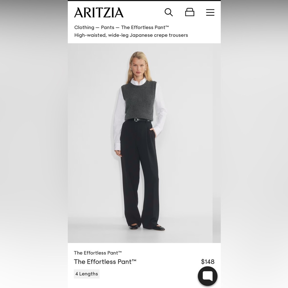 Aritzia Black Effortless Pant